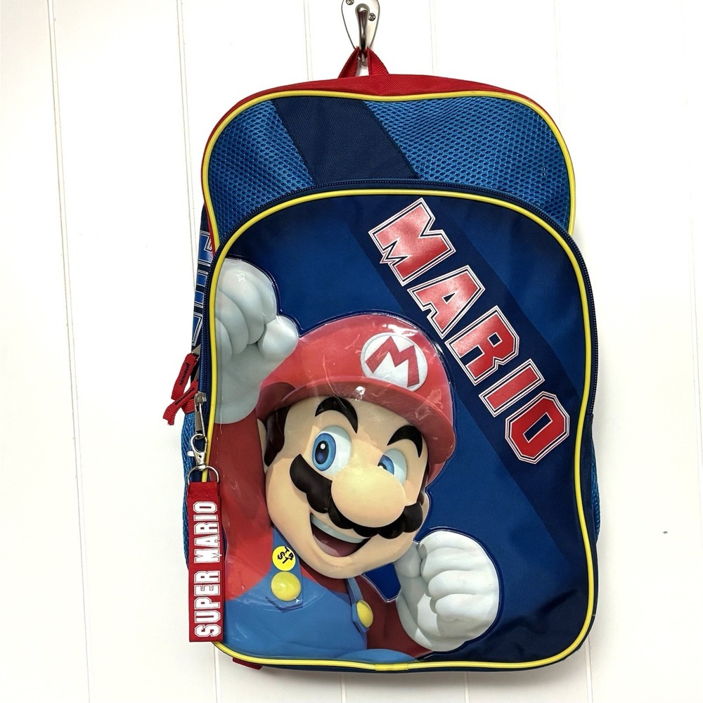 Super Mario Bros Here We Go Kids School Backpack With Padded Laptop Sleeve